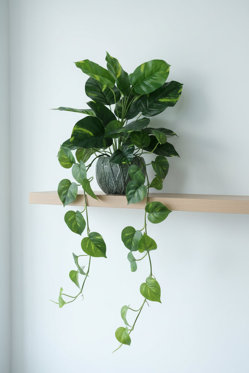 Trailing artificial devil's ivy with variegated leaves, 60cm