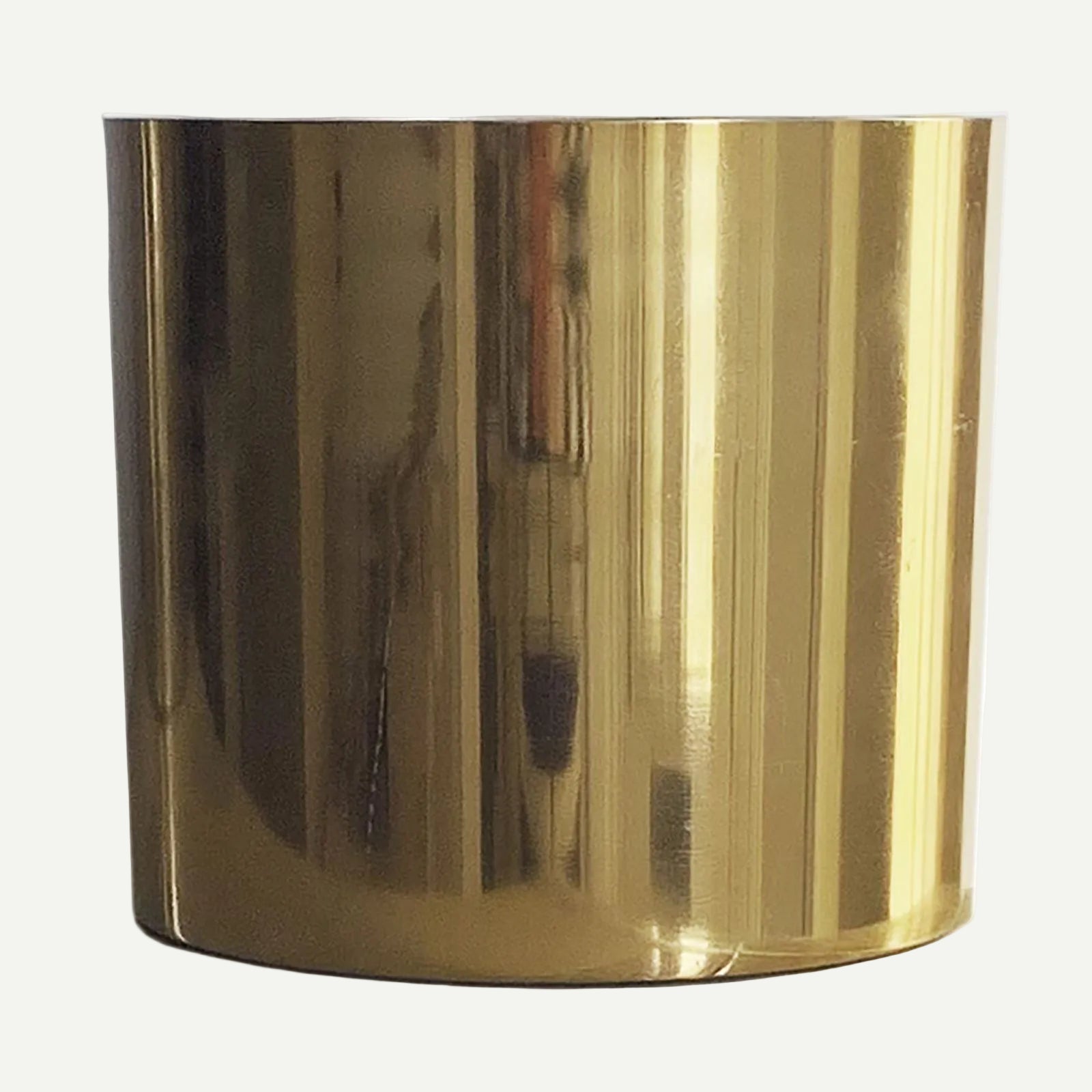 Polished gold metal planter, 20cm cylinder