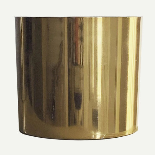 Polished gold metal planter, 20cm cylinder