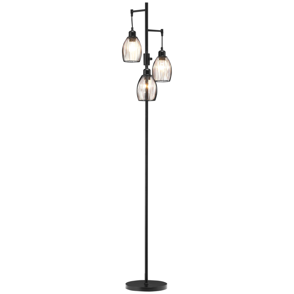 Industrial three-light floor lamp, 170cm, dimmable