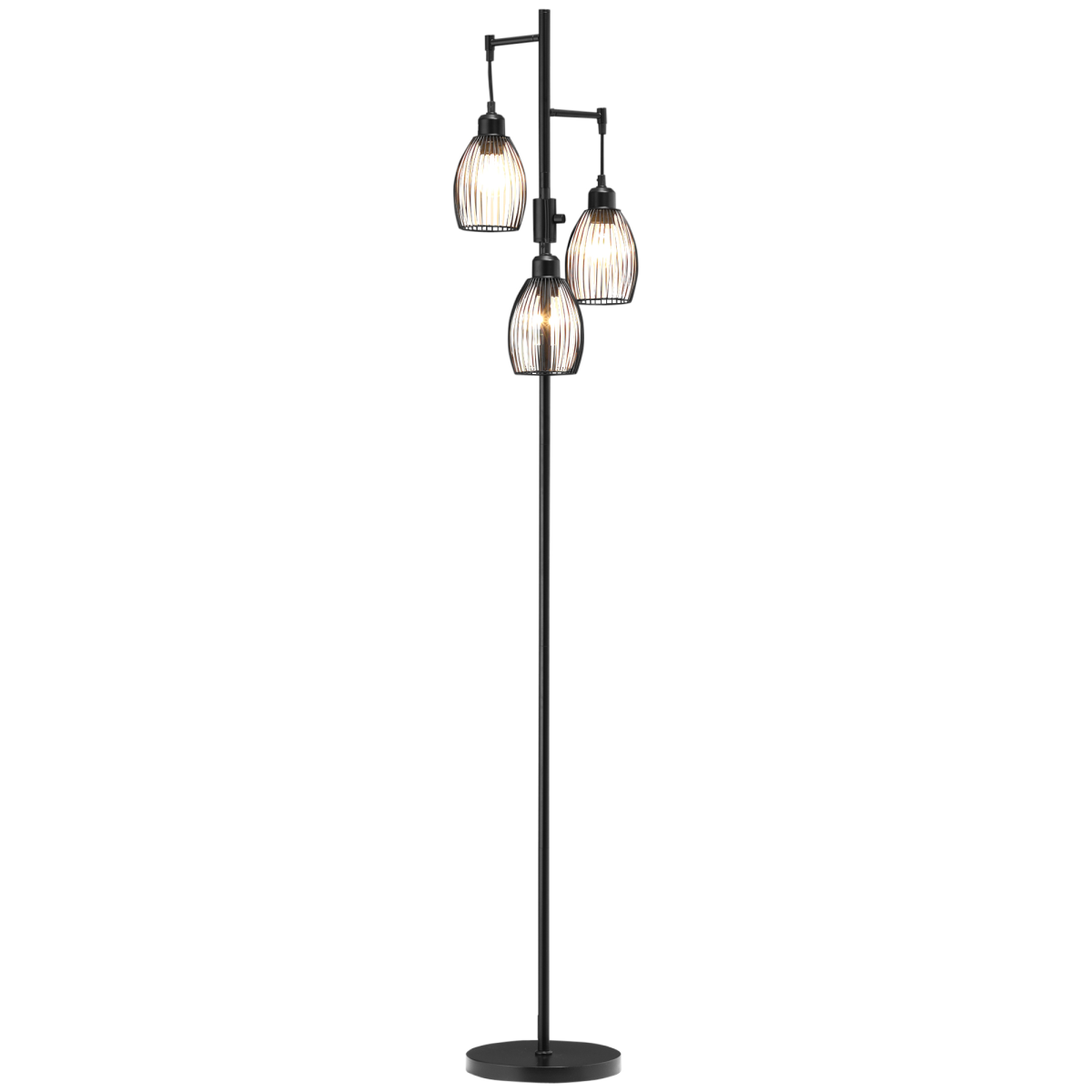 Industrial three-light floor lamp, 170cm, dimmable