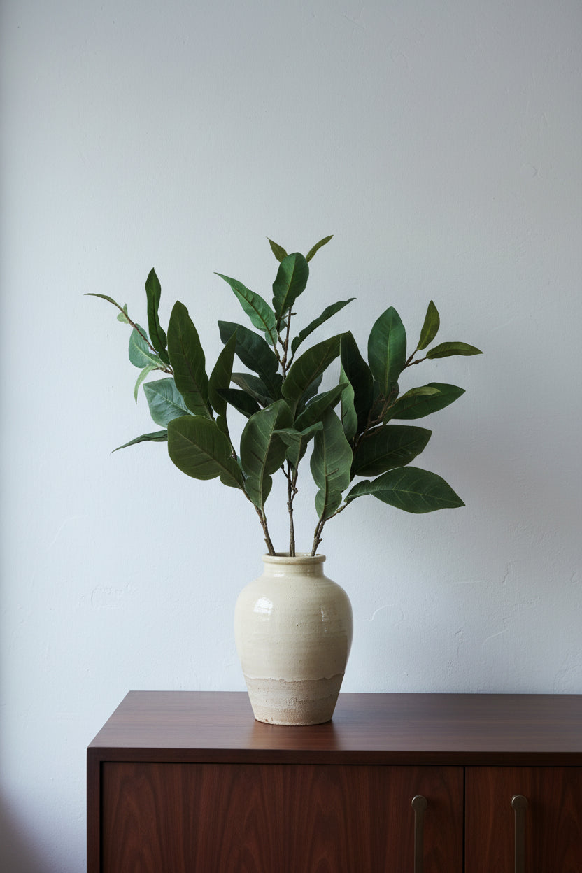 Artificial ficus foliage stem with broad leaves, 90cm